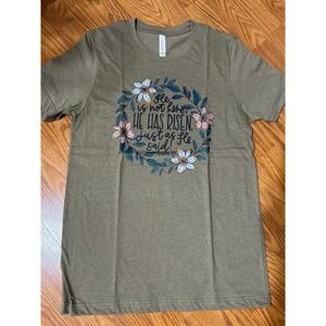 Canvas Bella Easter He Is Risen Floral Graphic T-Shirt Medium, New
